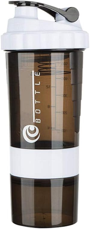 Shaker Bottle 17oz Blender Shaker Bottle | No Blending Ball or Whisk Needed | Best Portable Pre Workout Whey Protein Drink Shaker Cup | Mixes Cocktails Smoothies Shakes | Dishwasher Safe (White)