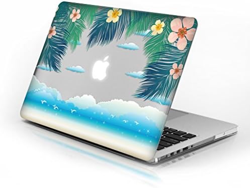 Rubberized Hard Case for Macbook Air 13 Inch model number A1369 and A1466, Vacation design with clear bottom case, Come with Keyboard Cover