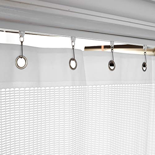 TWOPAGES White Room Divider Privacy Cubicle Curtain Dustproof Curtain Mesh Top Nickel Grommet Curtain (1 Panel, 7'Wide x 8'Long)