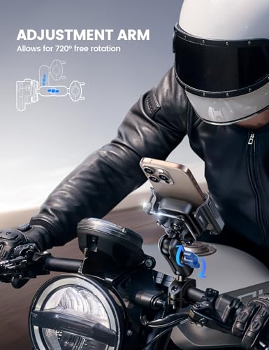 Lamicall Motorcycle Phone Mount Holder - [Aluminum Alloy] [Anti Shake] [Extendable Arm] Bike Phone Holder Handlebar Clamp, Bicycle Cell Phone Mount for iPhone 17 Pro Max 16 15, S24 S25 Ultra, Mom Gift
