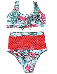 Conjunto de bikini sexy de dos piezas con encaje, traje de baño de talle alto