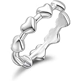 Elaximn Silver Plated Adjustable Heart Ring for Women | Hypoallergenic Open Stackable Promise Ring, Size 5-9 Gift for Her