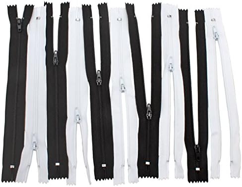 Hapdoo Zipper - 100pcs Nylon Coil Zippers for Tailor Sewer Craft (Black and White)