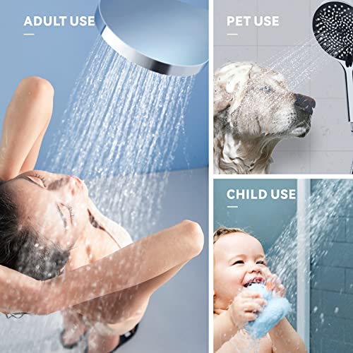Baytion Stainless Steel Handheld Shower Head Set, 5.12in, 3 Spray Settings, Polished Chrome