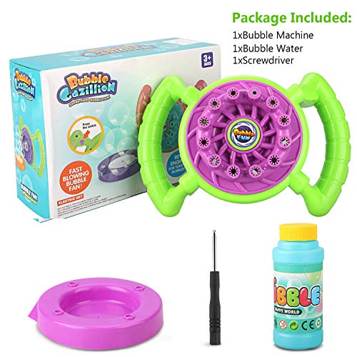 Vimpro Bubble Machine for Kids, Bubble Blower with Handle, 1 Bubbles Solution&Screwdriver Automatic Bubble Toys Small Bubble Maker for Birthday Party Wedding Gift 800 Bubbles per Minute