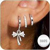 DORANA Valentines Day Gift 3 Pairs 925 Sterling Silver Earrings for Women Girls Non Tarnish Small Hypoallergenic Huggie Hoops Cartilage Stack Earring Sets for Multiple Piercing