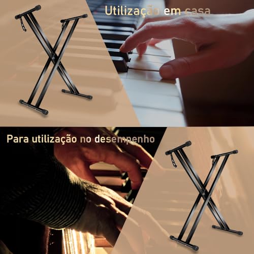 Suporte Piano, Suporte para Teclado, Suporte Teclado Musical, Suporte Teclado Musical Estante Pedestal, Suporte Teclado e Piano, Dobrável e Regulável em Altura, Suporte para Teclado Musical