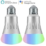 2-pack Smart WiFi Bulbs, EEEKit E27 Wifi Led Bulbs Wireless Color Changing RGB Light Compatible with Alexa Echo Remote Control by iPhone Smartphone IOS & Android
