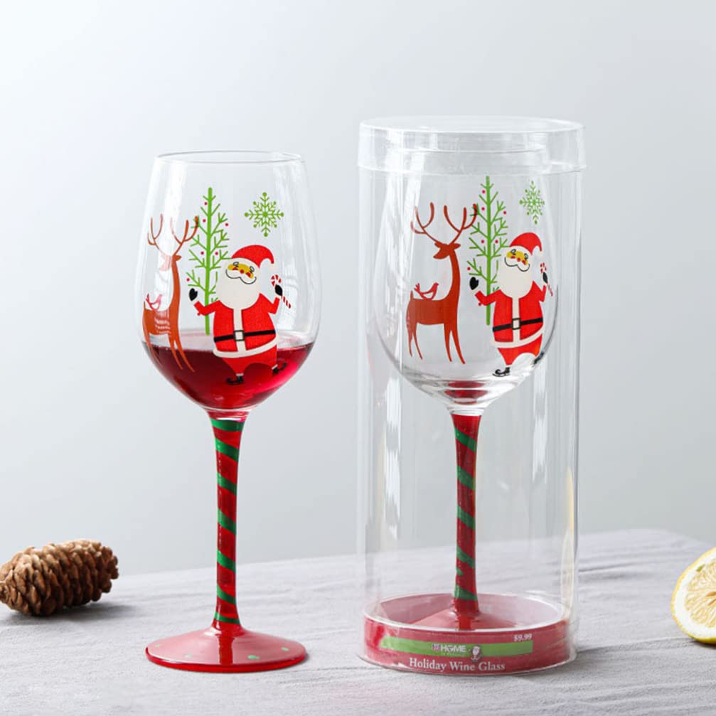 ERINGOGO 2pcs Santa Wine Glasses, Crystal Glass, Christmas Wine Goblets for Party Restaurant Supplies