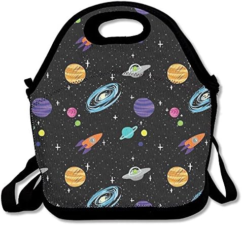Solar System Spaceships Planets Lunch Box Bag Insulated Waterproof Outdoor Handbag For Women Adults Kids And Girls