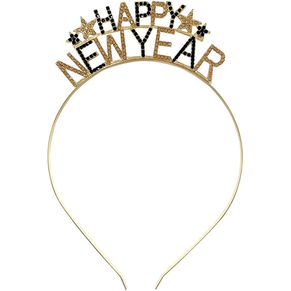 Sparkly Happy New Year 2025 Headband Tiara – Rhinestone Hair Hoop For NYE Parties, Photos & Celebrations-1120013