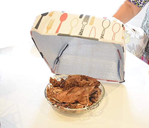 Tinsay Foldable Insulated Food Cover with Aluminum Foil Winter Table Hot Food Insulation Cover Dish Keeping Pizza Hotdog Hot (Small+Large)
