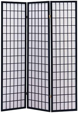 New Home Deal Wooden Divider Panel Screen (3-Panel, Black)