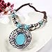 Qiyun (TM) Chunky Turquoise Blue Pendant Wood Beaded Chain Necklace Tibet Necklace Earrings