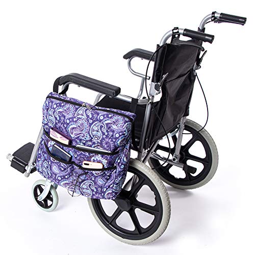 Wheelchair Backpack Bag, Black Wheel Chair Storage Tote Accessory for Most Scooters, Walkers, Rollators - Manual, Powered or Electric Wheelchairs, Travel Messenger Backpack GJB220 - Thumbnail 2