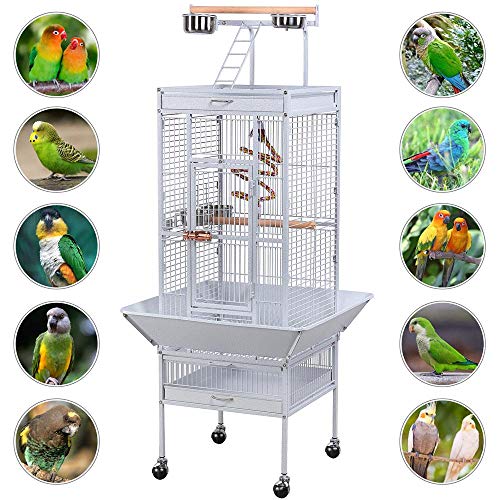 Yaheetech Standing Large Parrot Cage Green Cheek Conure Cage Cockatiels African Grey Amazon Parrots Monk Sun Parakeets Green Cheek Conures Caique Doves Parrots Bird Cage w/Playtop