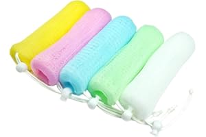 HEALLILY 5Pcs soap pouch Exfoliating Soap Pouch Handmade Soap Saver Storage Maker Foam Net for Body Facial soap Cleaning soap pouch