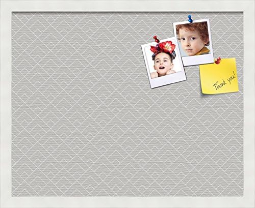 PinPix ArtToFrames 20x16 Custom Cork Bulletin Board. This Peaks Modern Pattern Grey Pin Board Has a Fabric Style Canvas Finish, Framed in Satin White (PinPix-1794-20x16_FRBW26074)