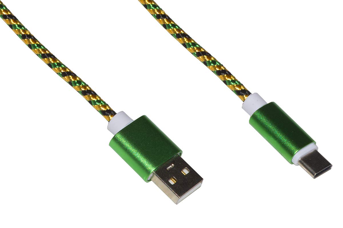 LINK USB CABLE TYPE C MT 1 BRAIDED SHELT GREEN/GOLD UP TO 2 AMPLES