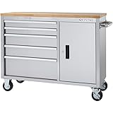 Husky 46 in. 9-Drawer Mobile Workbench with Solid Wood Top ...