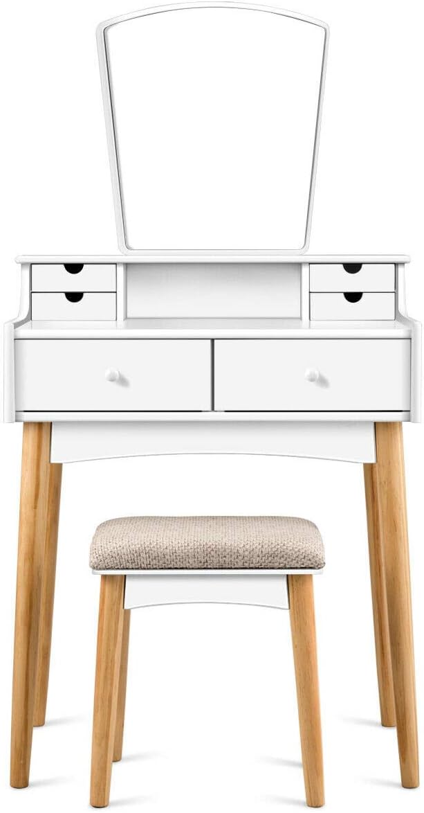 Amazon Com Heize Best Price White Vanity Table Set With Mirror