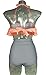 COCOSHIP Orange Pink & Black Striped Retro Boho Flounce Falbala High Waist Bikini Set Chic Swimsuit Bathing Suit S(FBA)