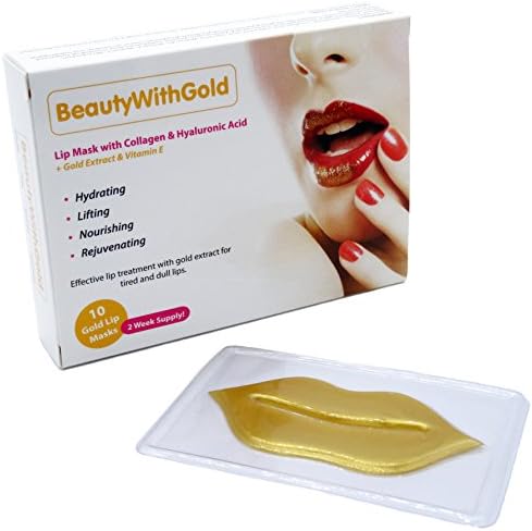 Gold Collagen Lip Masks x10 with Hyaluronic Acid for Plump and Beautiful Lips