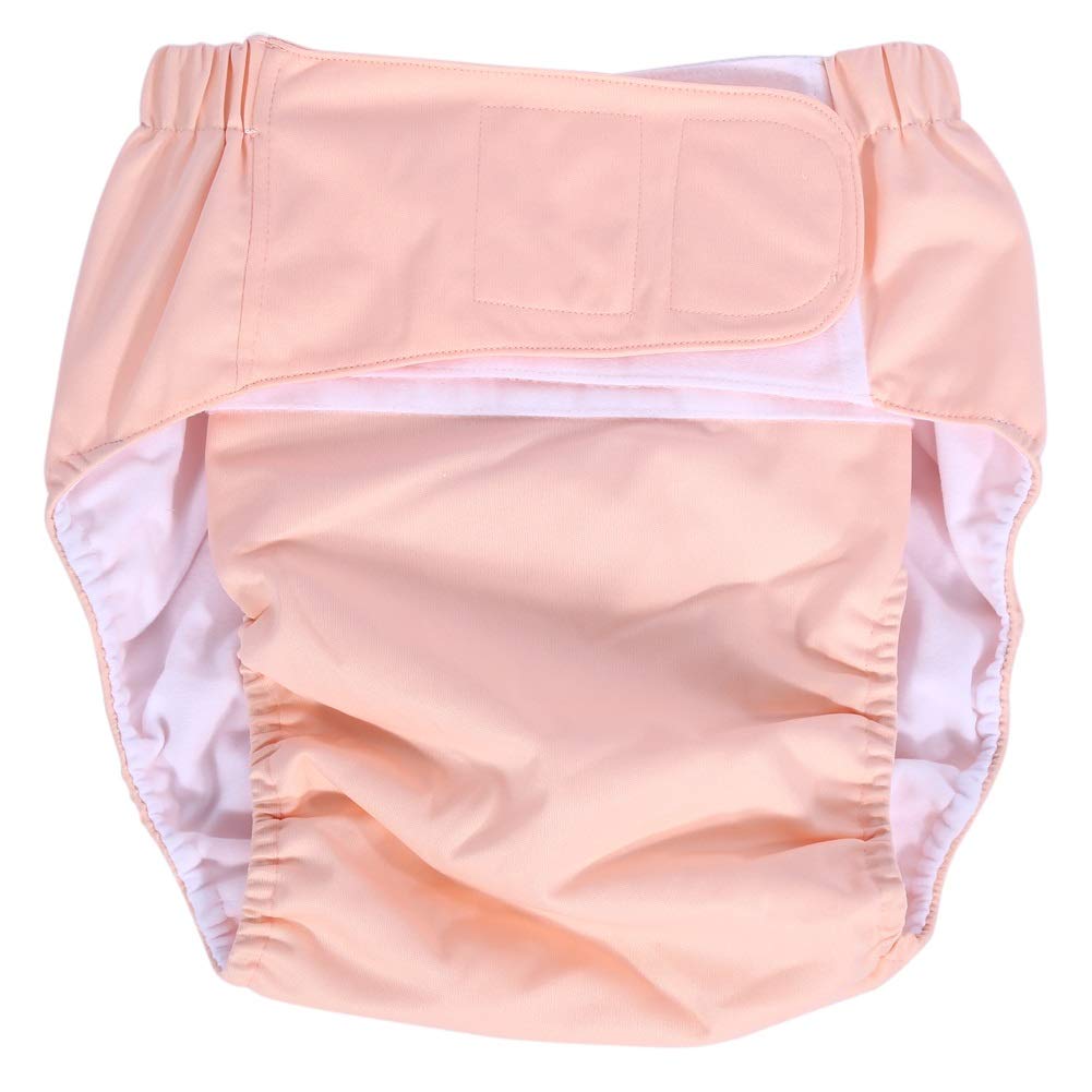 Dingln Adult Pink Diaper,Washable Adult Pocket Diaper Adjustable Reusable Incontinent Care Cloth Nappy Pants(Light Pink)