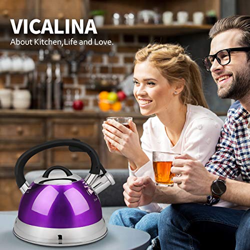 VICALINA Whistling Tea Kettle, 2.4 Quart Stainless Steel Teapot for