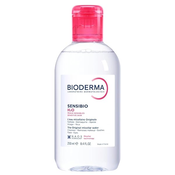 BIODERMA SENSIBIO H2O MICELLAR WATER, MAKEUP REMOVER CLEANSER, GENTLE FOR SKIN, FRAGRANCE-FREE & ALCOHOL-FREE, GENTLE FACE CLEANSER FOR SENSITIVE SKIN, 8.4 FL OZ