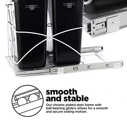 Home Zone Living 7.6 Gallon Kitchen Trash Can Pull Out Under Trash Bin, Dual