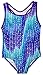 Speedo Big Girls' Solid Infinity Splice One Piece Swimsuit (14, Blue Zig Zag)