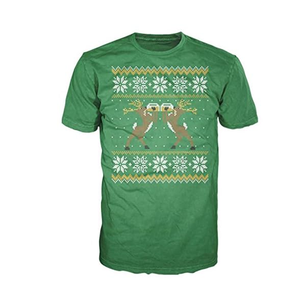 Men's Funny Reinbeer Ugly Christmas Sweater Holiday Graphic Print T-Shirt by Four Seasons Design (Relaxed Fit, Preshrunk…