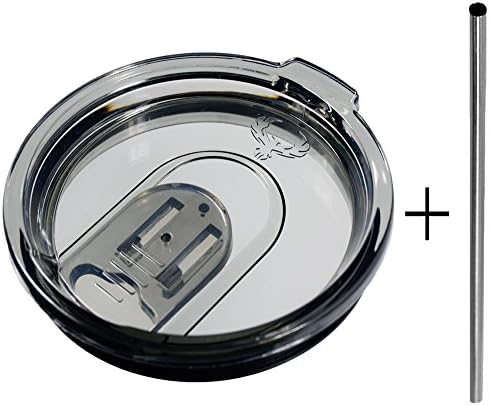 30 Ounce Yeti Replacement Lid with Spill Resistant Sliding Cover + FREE Stainless Steel Straw | Compatible with RTIC, ICONIQ, YETI and SIC 30oz Tumblers (30oz, Smoke)