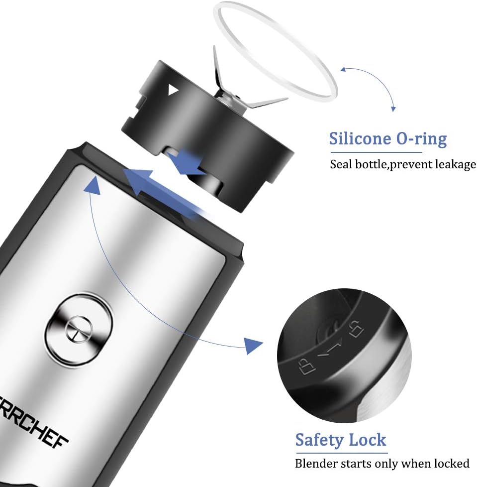 Smoothie Blender, Herrchef Blender for Shakes and Smoothies, Personal Blender for Fruits and Vegetables with 2 Portable BPA-Free 20Oz Sport Cups, 350W: Kitchen & Dining