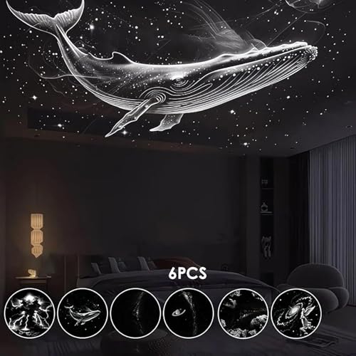 2-in-1 Galaxy Projector Night Light, Starry Sky Projector with 360° Remote Control, USB Powered Portable Star Projector for Bedroom, Multiple Projection Films, Warm Soft Light (12touy Pattern)