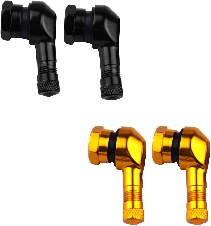 Amazon バイクタイヤ エアバルブ L型 エアー バルブ ゴールド+ブラック バルブステム 4個パック エアバルブ 車＆バイク