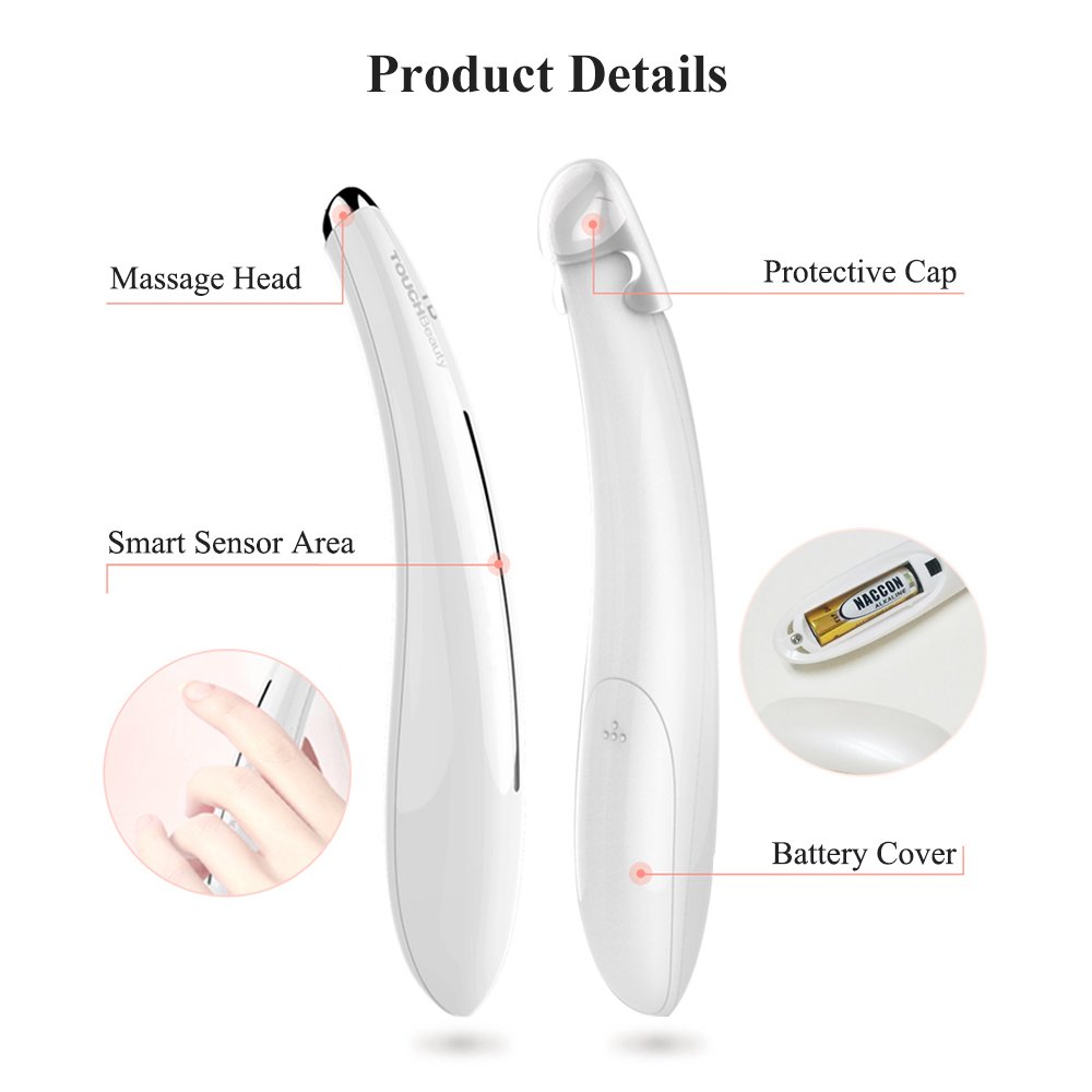 TOUCHBeauty Sonic Vibration Eye Massager, 40℃ Heated Wand, Relieves Dark Circles and Puffiness Eye & Facial Skin Care Device TB-1583