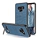 DUEDUE Note 9 Case,Galaxy Note 9 Case, Shockproof Slim Hybrid Hard PC Cover Kickstand with Linen Cloth Fabric Design Canvas Leather Protective Case for Samsung Galaxy Note 9, Blue