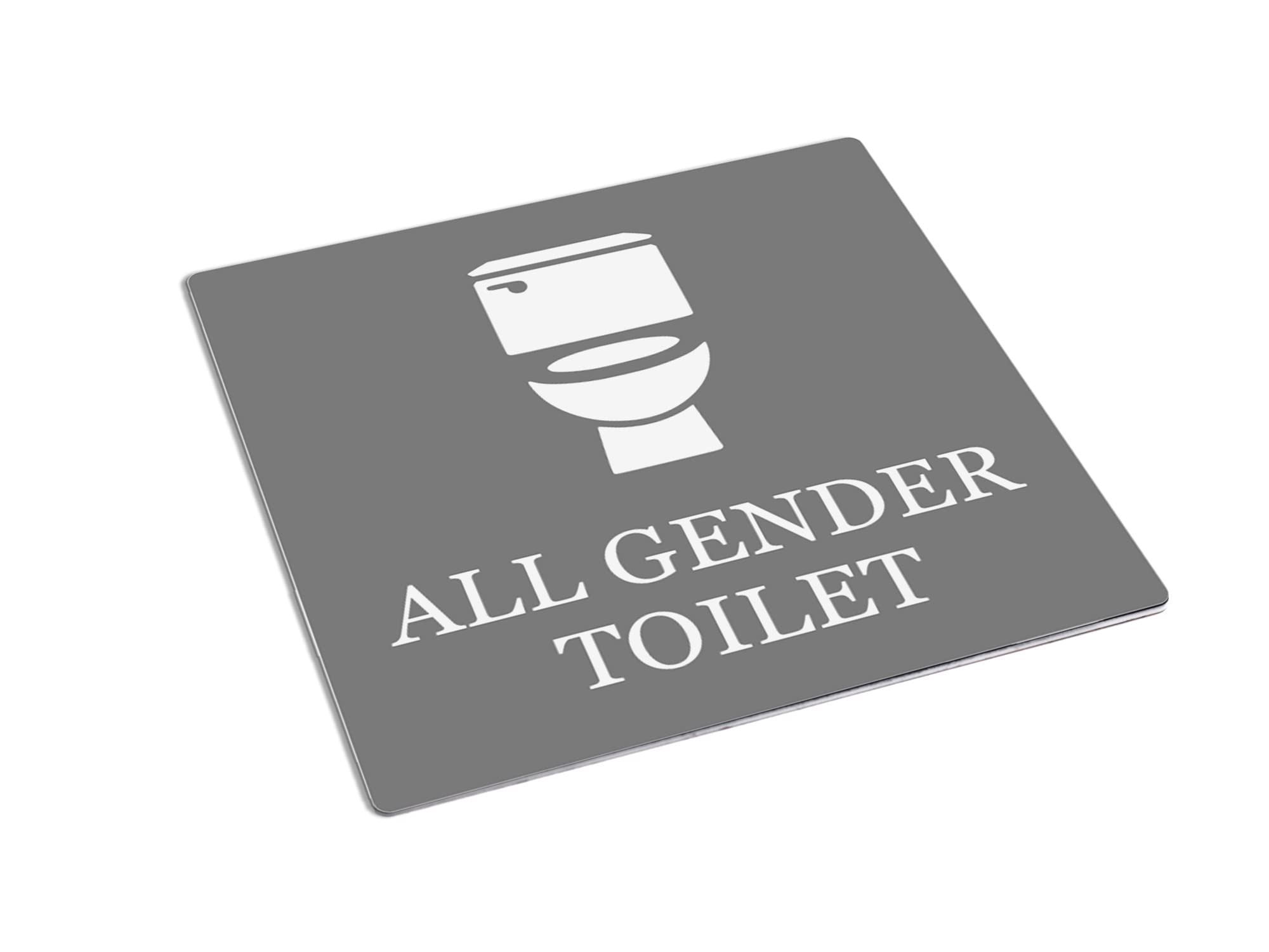All Gender Toilet Adhesive Sign Notice - Grey and White/Black and White, 1.6mm waterproof acrylic (Grey and White)