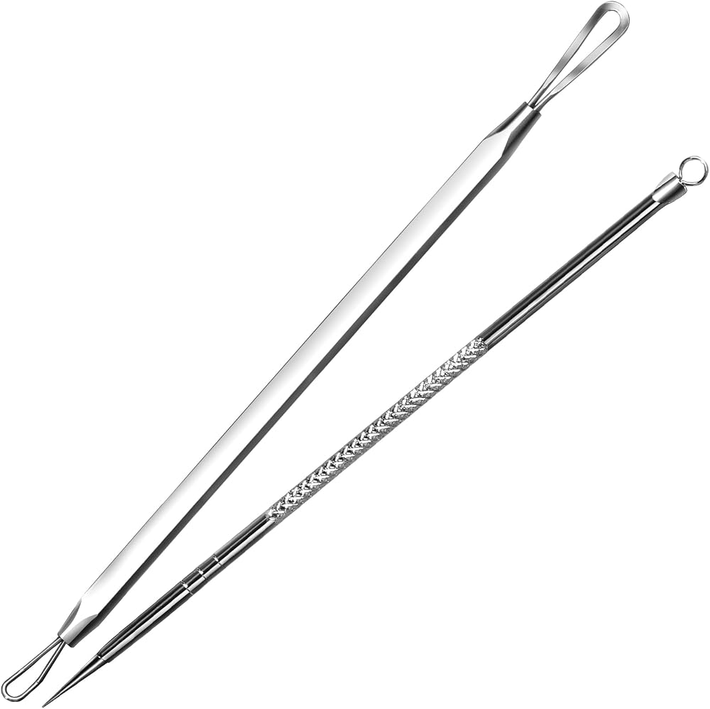 Teenitor Pimple Extractor Acne Treatment Tool Surgical Grade Blackhead Comedone Removal 2-in-1 Popper Tool for Face Nose Blac