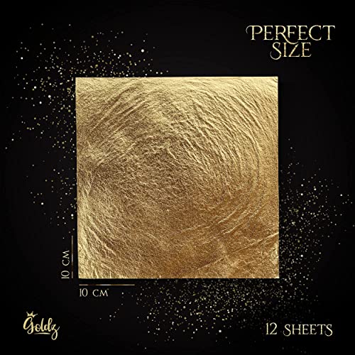 goldz 24K Genuine Edible Gold Leaf Real Gold Leaf BIG Size 10cm x