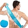 Inmorven Extended 76 cm/30 inches Back Scrubber Silicone Shower Brush Body Brush Exfoliating Body Scrubber for Men and…