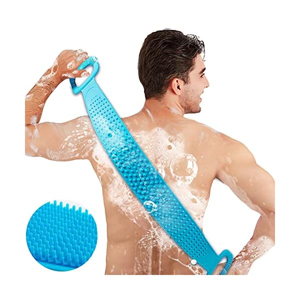 Inmorven Extended 76 cm/30 inches Back Scrubber Silicone Shower Brush Body Brush Exfoliating Body Scrubber for Men and…