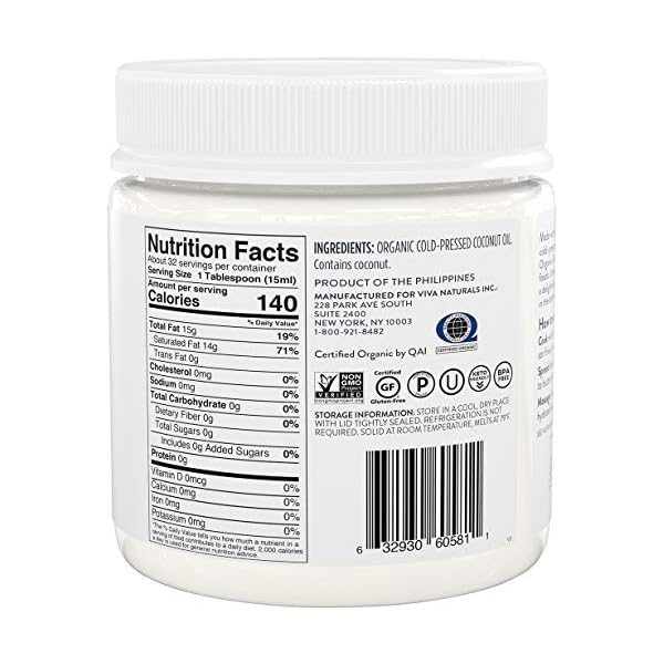 Viva Naturals Organic Coconut Oil Unrefined, ColdPressed Extra
