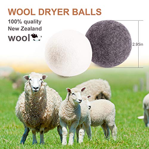 Wool Dryer Balls Laundry XL, 2 Pack Premium Organic Dryer Balls - Reusable Dryer Ball Natural Fabric Softener 100% New Zealand Wool, Baby Safe & Hypoallergenic, Reduce Wrinkles&Shorten Drying Time