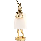 NorDiem LED Bunny Table Lamp, Resin Animal Rabbit Desk Light with Linen Shade, 15.7 Inch Decorative Lamp for Bedroom, Office 