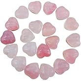 XMHOME Rose Quartz Heart Shaped Crystals 1"(25mm) 20 Pcs Chakra Natural Gemstones Worry Stones Bulk for Anxiety Jewelry Making Home Decor