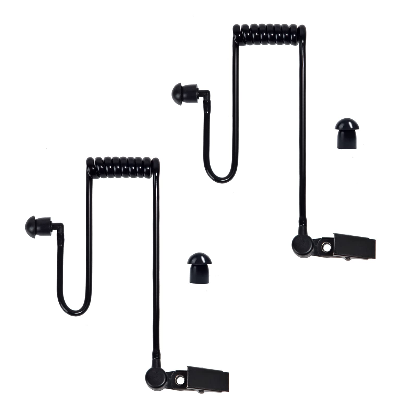 HYSHIKRA Replacement Covert Acoustic Air Coil Audio Tube Compatible with Retevis Motorola Kenwood Baofeng Walkie Talkie, with Clip, Security Earpiece Headset (Black, 2 Pack)
