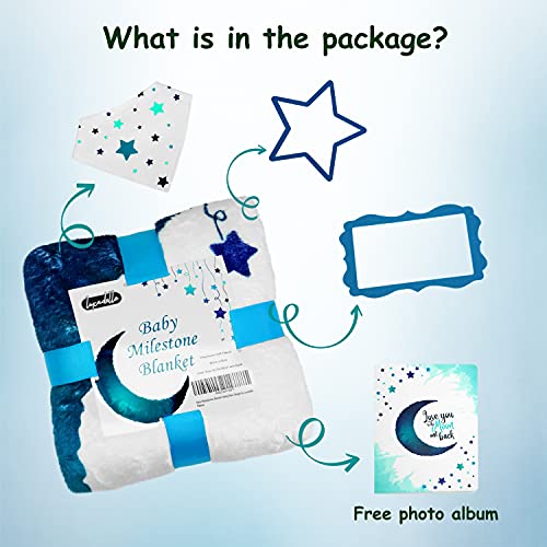 Baby Monthly Milestone Blanket Boy Extra Soft, Large (60"X40") Thick